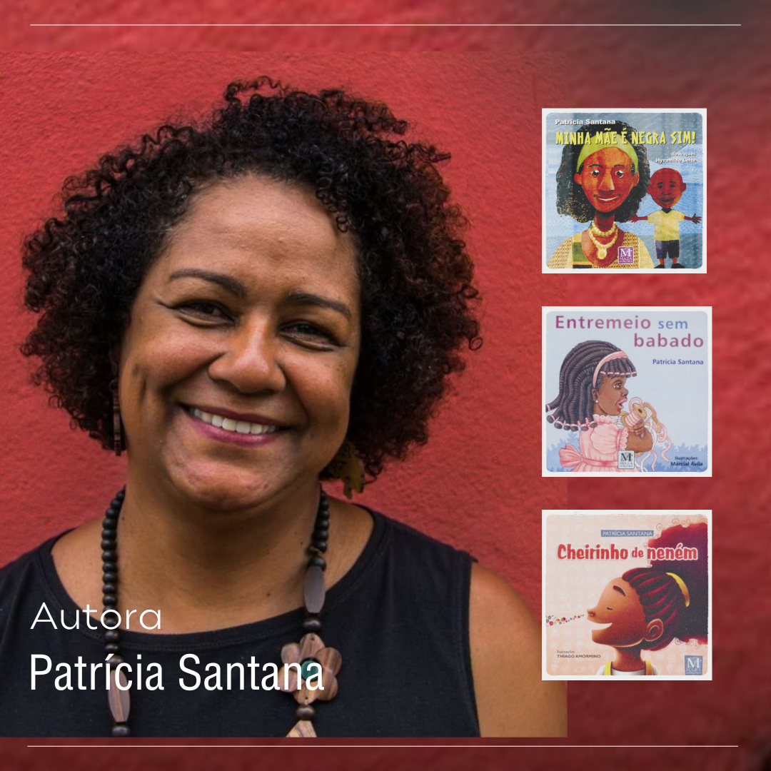 Imagem da autora Patrícia Santana, mulher negra cabelos crespos curtos 